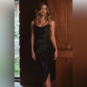 House of CB Reva Satin Gathered Corset Dress